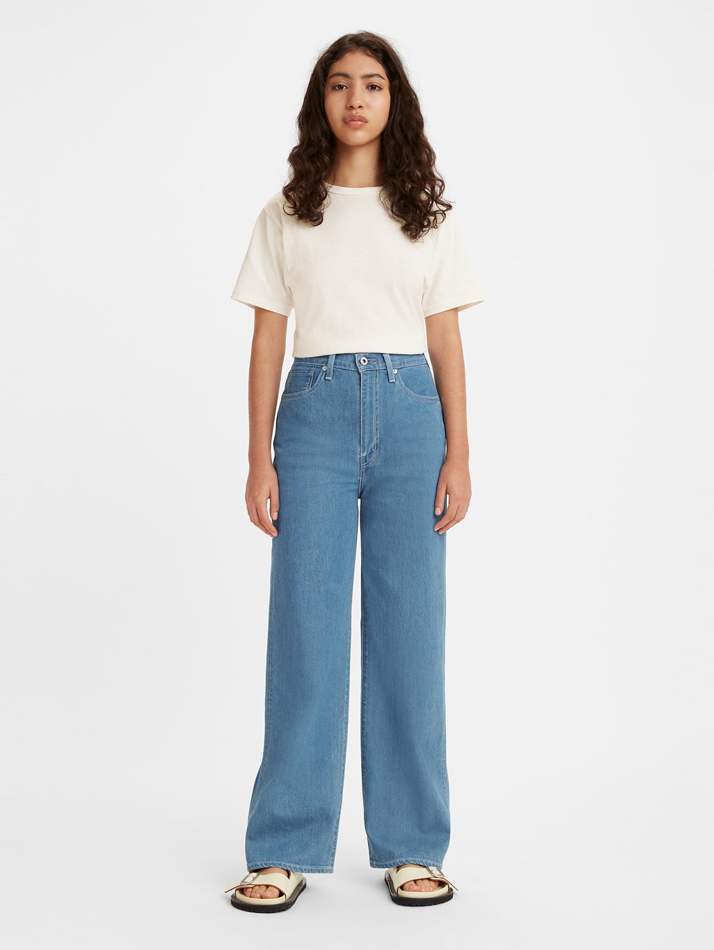 levi's high loose jeans cream